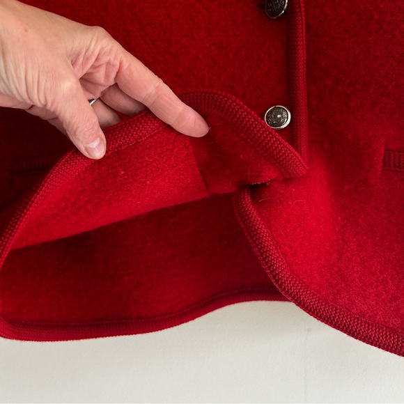 Geiger Vintage Red Boiled Wool Button Jacket Women's Size 8 - Picture 9 of 16